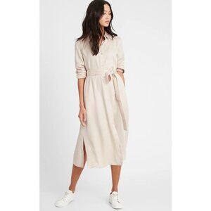 New! Banana Republic Tencel Midi Shirtdress, Ecru White, Size: Petite Small